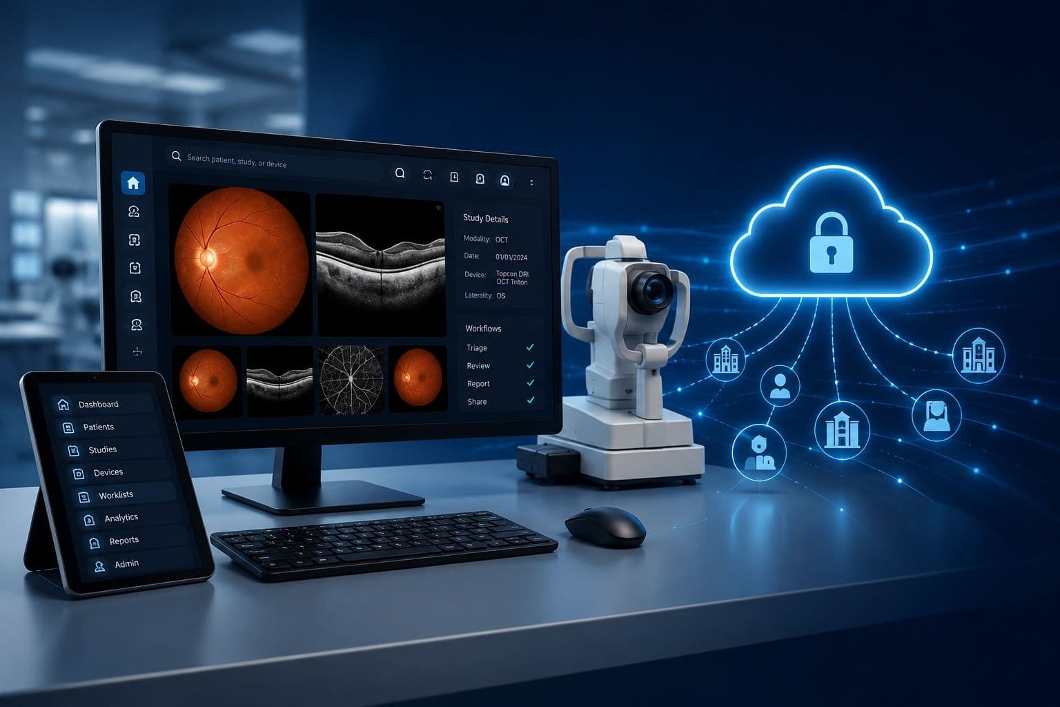 Modern ophthalmic imaging workstation using Vitazi Image Hub